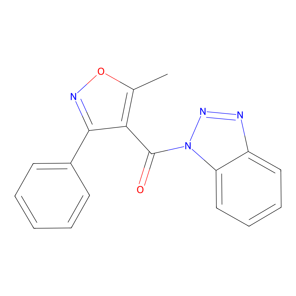 Benzotriazol-1-yl-(5-methyl-3-phenyl-1,2-oxazol-4-yl)methanone molecular structure, CAS 362589-13-7