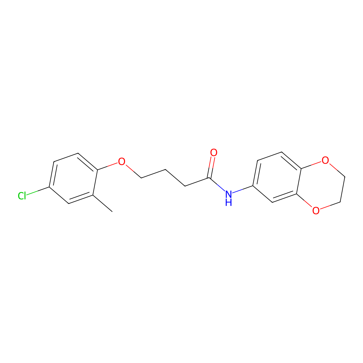 4-(4-chloro-2-methylphenoxy)-N-(2,3-dihydro-1,4-benzodioxin-6-yl)butanamide molecular structure, CAS 362589-29-5