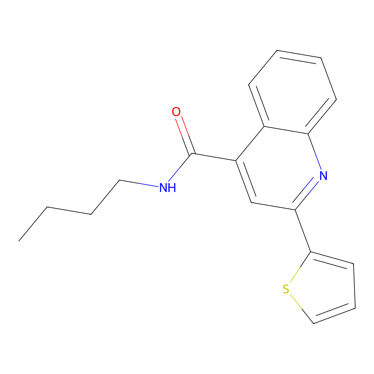 N-butyl-2-thiophen-2-ylquinoline-4-carboxamide molecular structure, CAS 362589-45-5