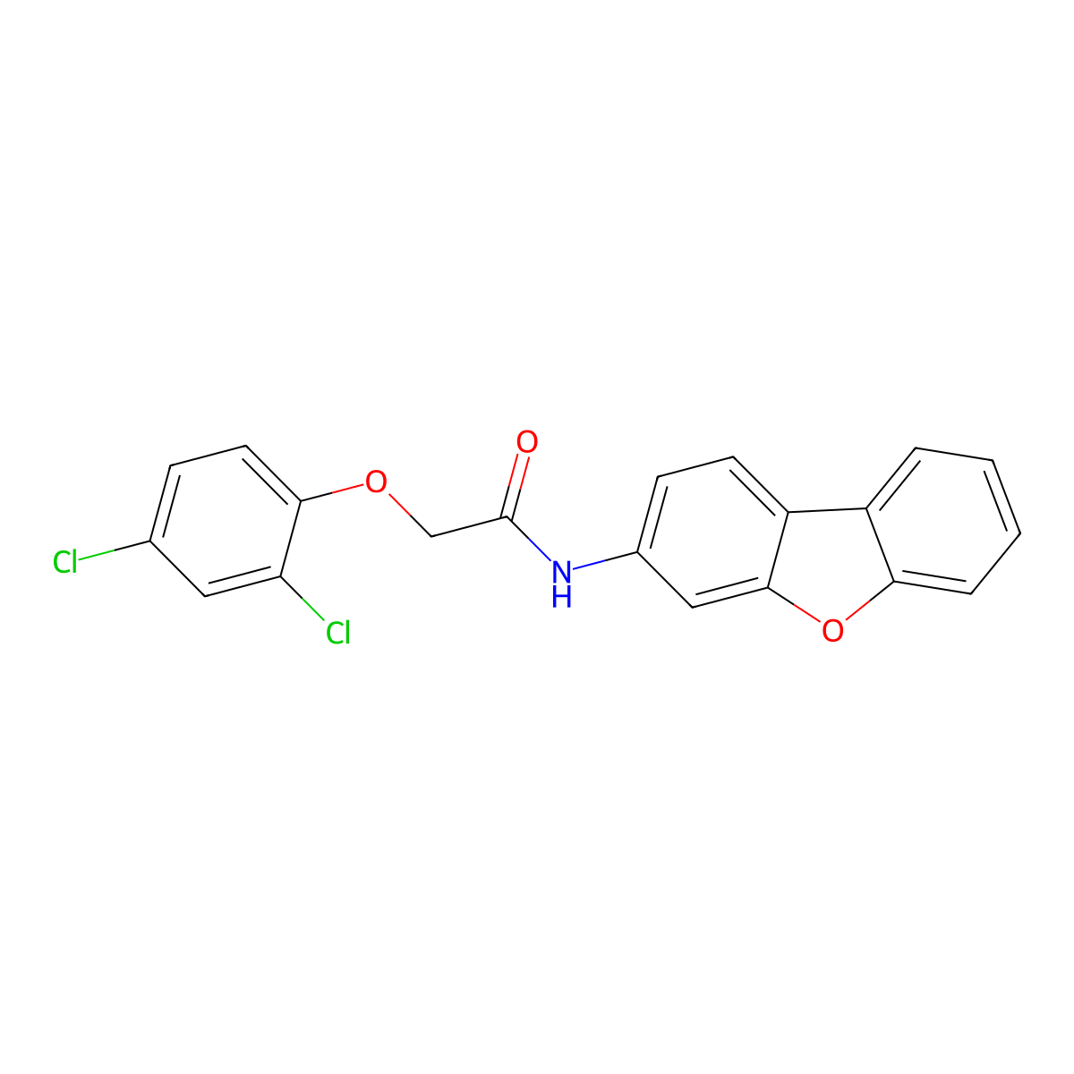 N-dibenzofuran-3-yl-2-(2,4-dichlorophenoxy)acetamide molecular structure, CAS 362589-48-8