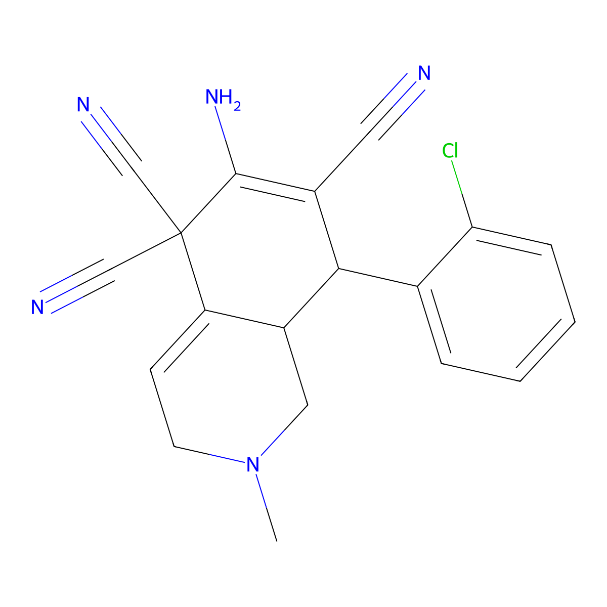 6-Amino-8-(2-chlorophenyl)-2-methyl-1,3,8,8a-tetrahydroisoquinoline-5,5,7-tricarbonitrile molecular structure, CAS 362590-46-3