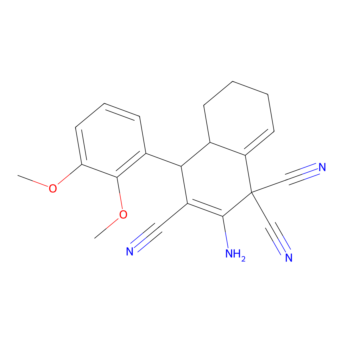2-amino-4-(2,3-dimethoxyphenyl)-4a,5,6,7-tetrahydro-4H-naphthalene-1,1,3-tricarbonitrile molecular structure, CAS 362590-74-7
