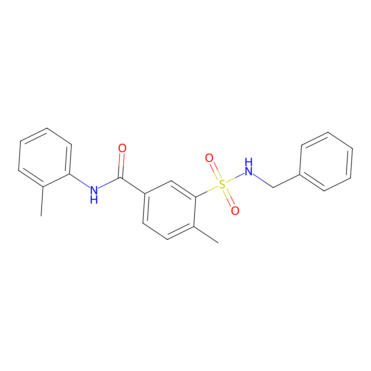 3-[(benzylamino)sulfonyl]-4-methyl-N-(2-methylphenyl)benzamide molecular structure, CAS 362591-09-1