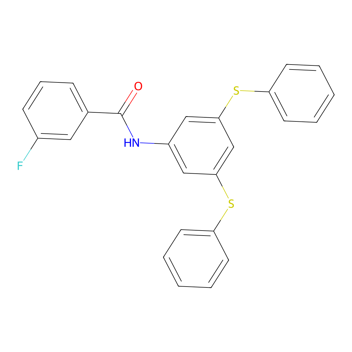 N-[3,5-bis(phenylsulfanyl)phenyl]-3-fluorobenzamide molecular structure, CAS 362591-91-1