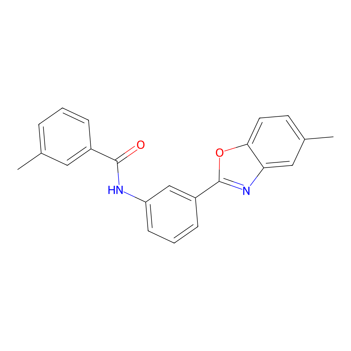 3-methyl-N-[3-(5-methyl-1,3-benzoxazol-2-yl)phenyl]benzamide molecular structure, CAS 362592-80-1