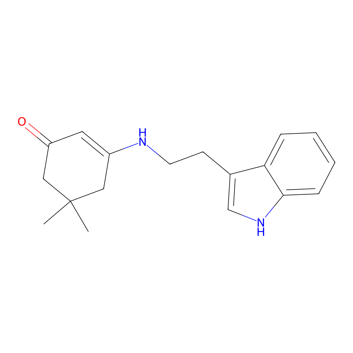 3-[2-(1H-indol-3-yl)ethylamino]-5,5-dimethylcyclohex-2-en-1-one molecular structure, CAS 362597-40-8