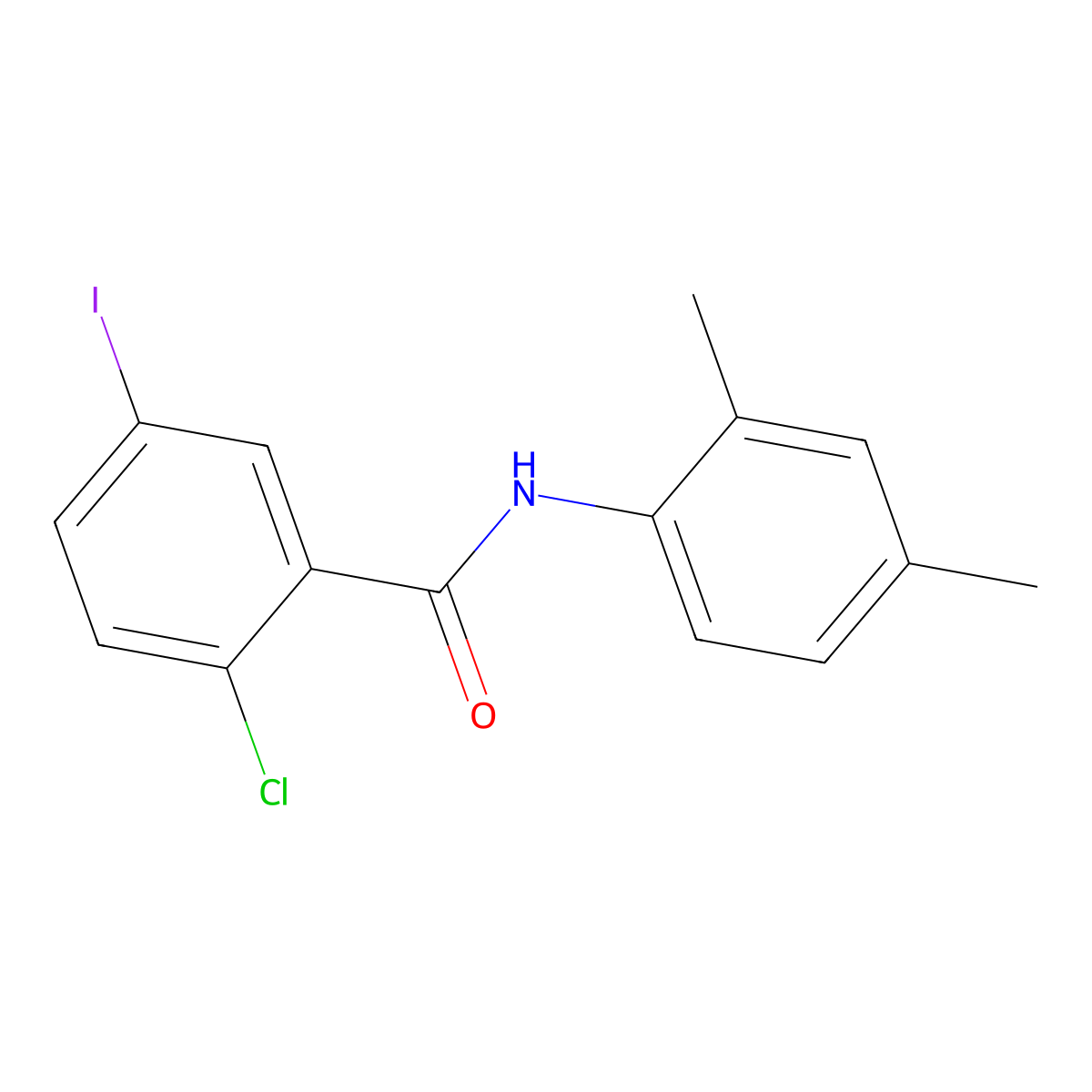 2-chloro-N-(2,4-dimethylphenyl)-5-iodobenzamide molecular structure, CAS 362597-71-5