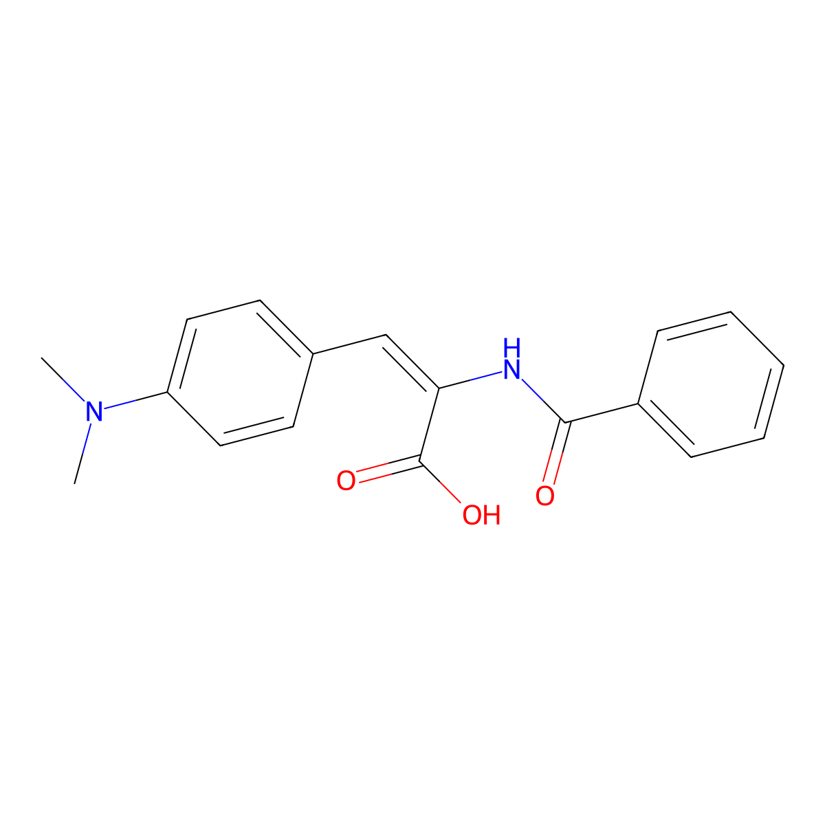 2-(Benzoylamino)-3-[4-(dimethylamino)phenyl]-acrylic acid molecular structure, CAS 3626-95-7