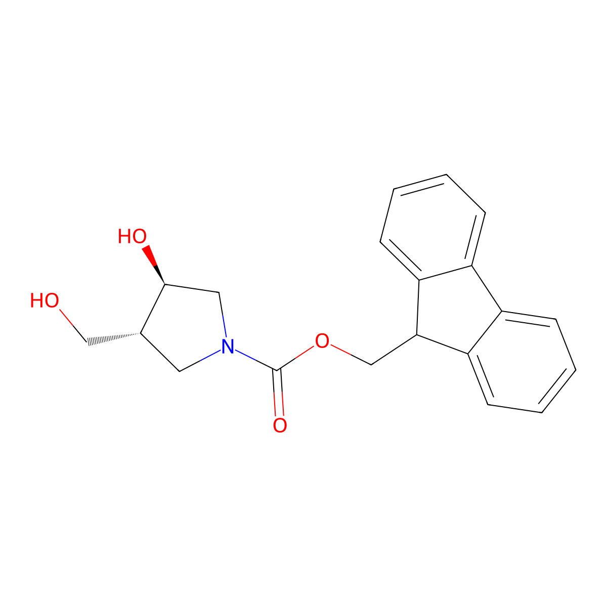 N-Fmoc-(3R,4R)-4-(hydroxymethyl)pyrrolidin-3-ol molecular structure, CAS 362600-15-5