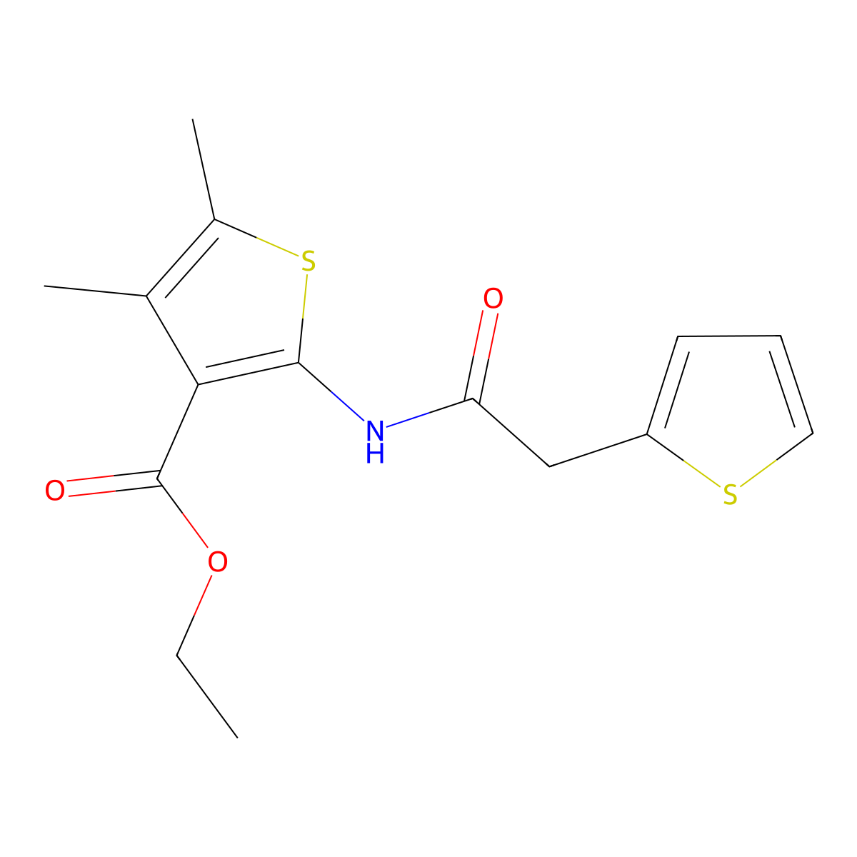 Ethyl 4,5-dimethyl-2-[(2-thiophen-2-ylacetyl)amino]thiophene-3-carboxylate molecular structure, CAS 362601-83-0