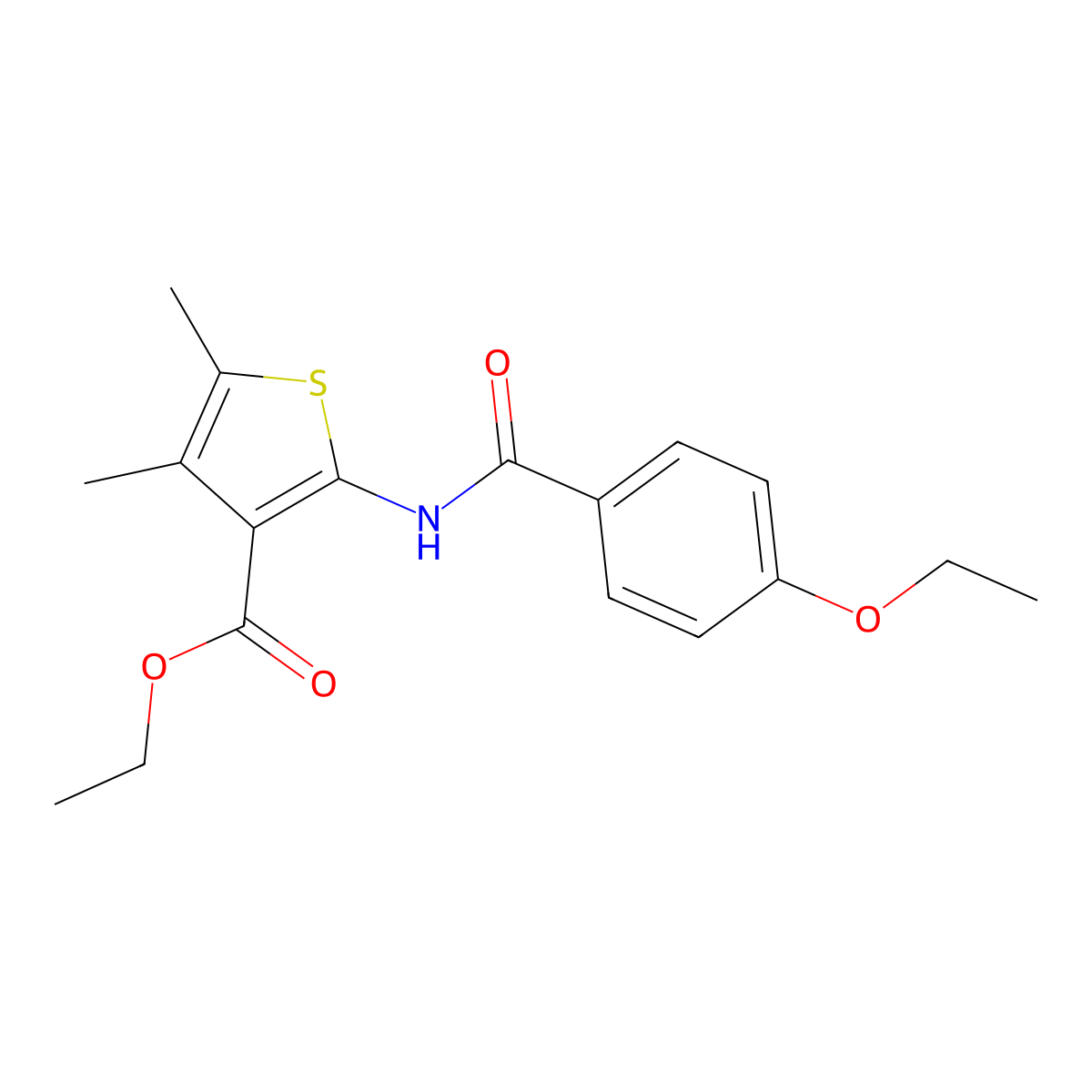 Ethyl 2-[(4-ethoxybenzoyl)amino]-4,5-dimethylthiophene-3-carboxylate molecular structure, CAS 362601-92-1
