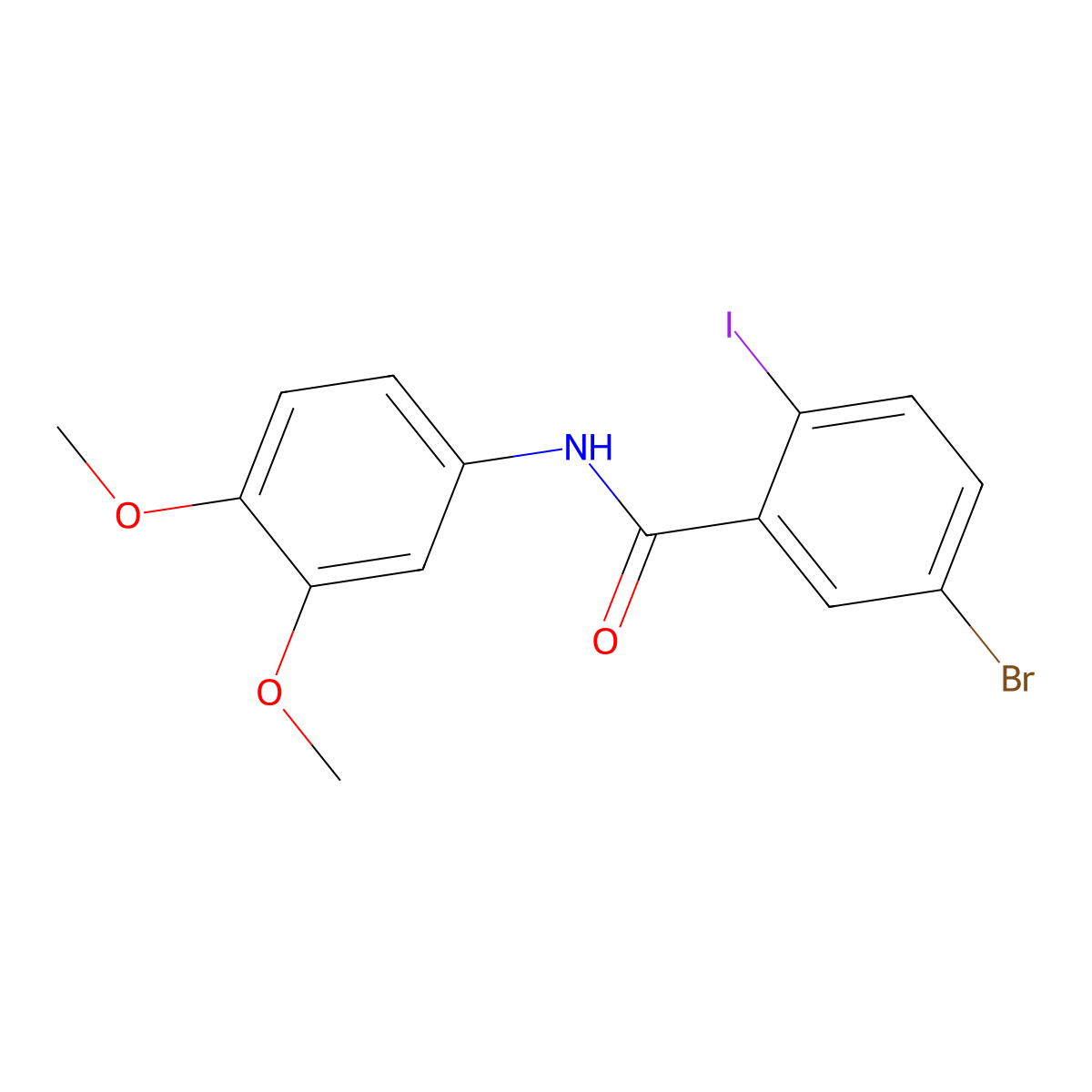 5-bromo-N-(3,4-dimethoxyphenyl)-2-iodobenzamide molecular structure, CAS 362601-98-7