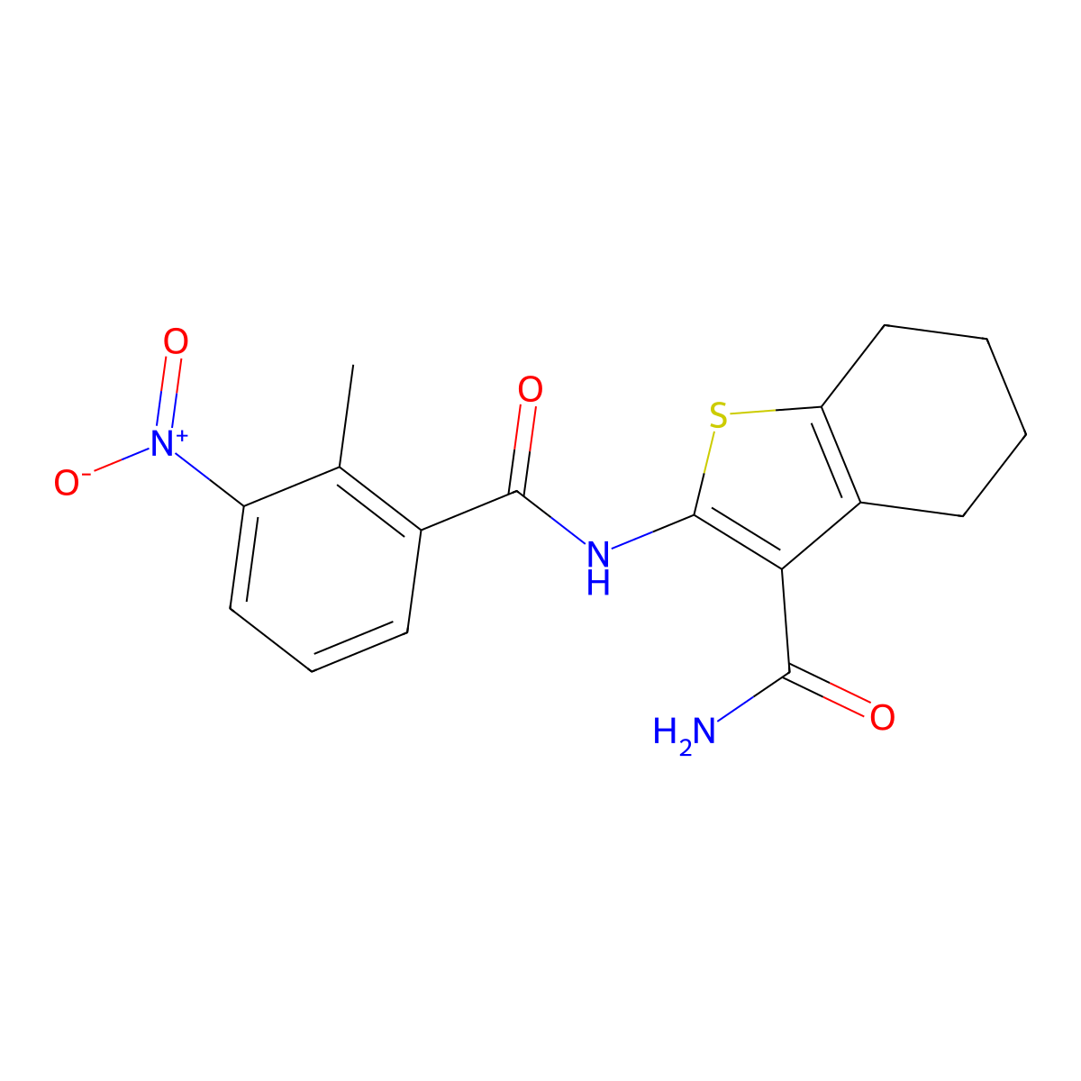 2-[(2-Methyl-3-nitrobenzoyl)amino]-4,5,6,7-tetrahydro-1-benzothiophene-3-carboxamide molecular structure, CAS 362602-44-6