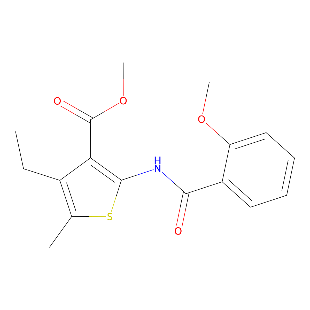 Methyl 4-ethyl-2-[(2-methoxybenzoyl)amino]-5-methylthiophene-3-carboxylate molecular structure, CAS 362602-80-0