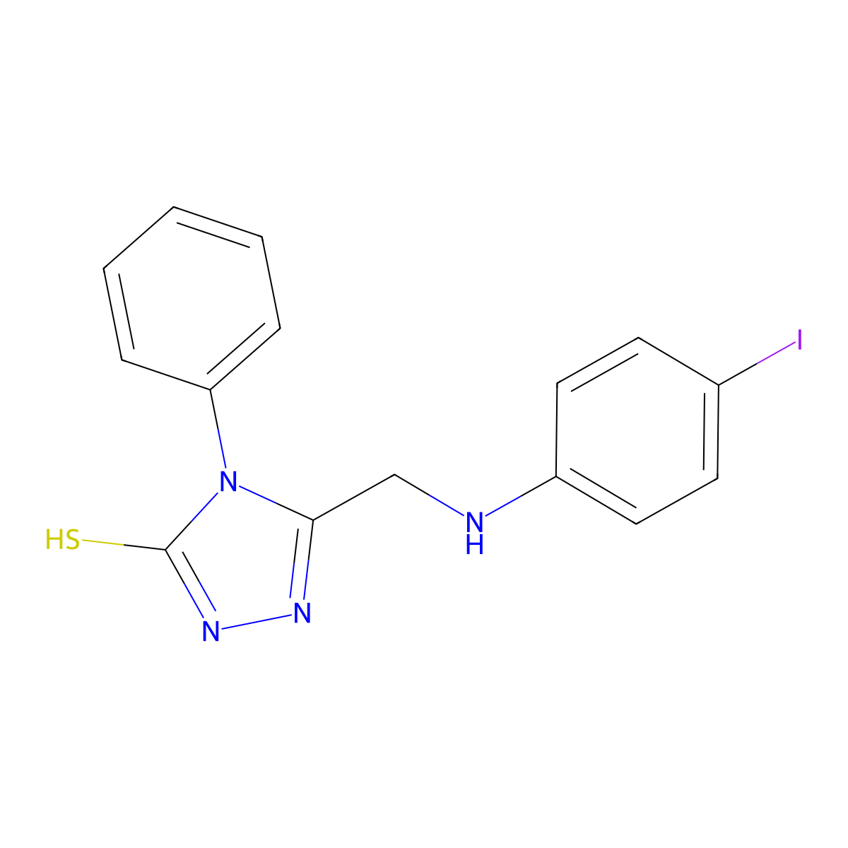 5-[(4-iodoanilino)methyl]-4-phenyl-4H-1,2,4-triazole-3-thiol molecular structure, CAS 362609-49-2