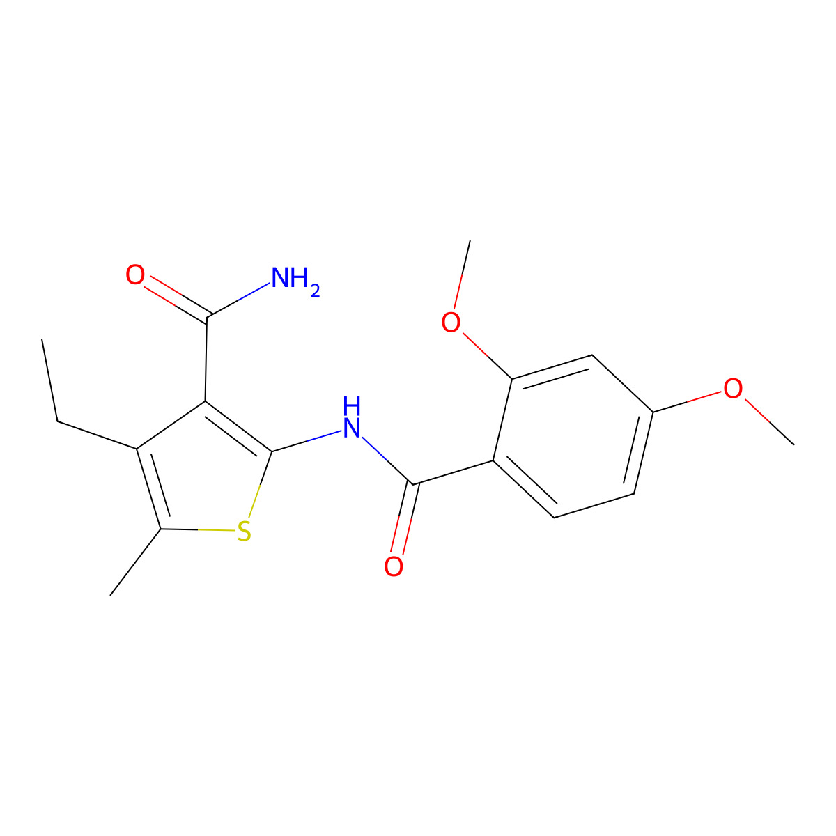 2-[(2,4-Dimethoxybenzoyl)amino]-4-ethyl-5-methylthiophene-3-carboxamide molecular structure, CAS 362609-54-9
