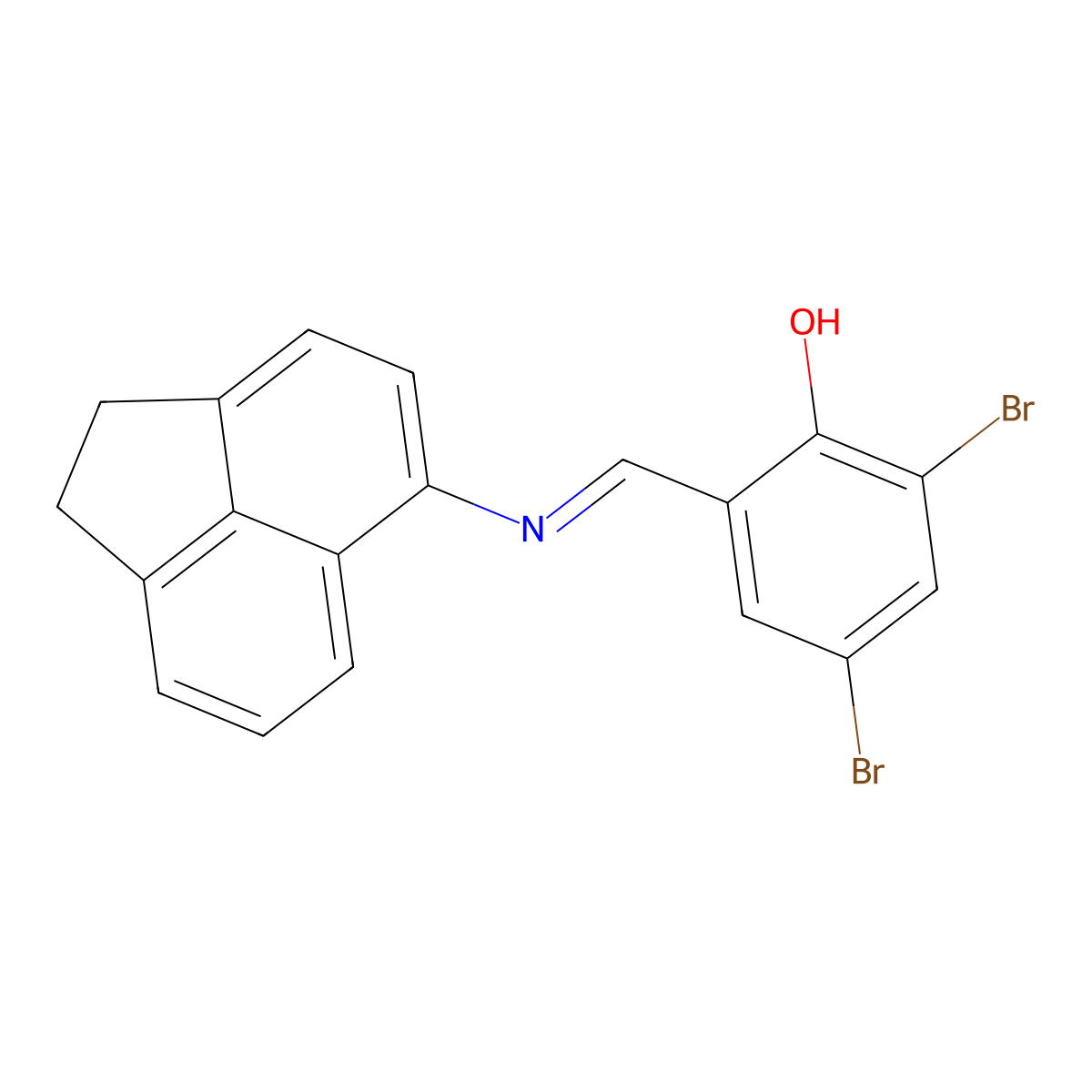 (E)-2,4-dibromo-6-(((1,2-dihydroacenaphthylen-5-yl)imino)methyl)phenol molecular structure, CAS 362620-56-2
