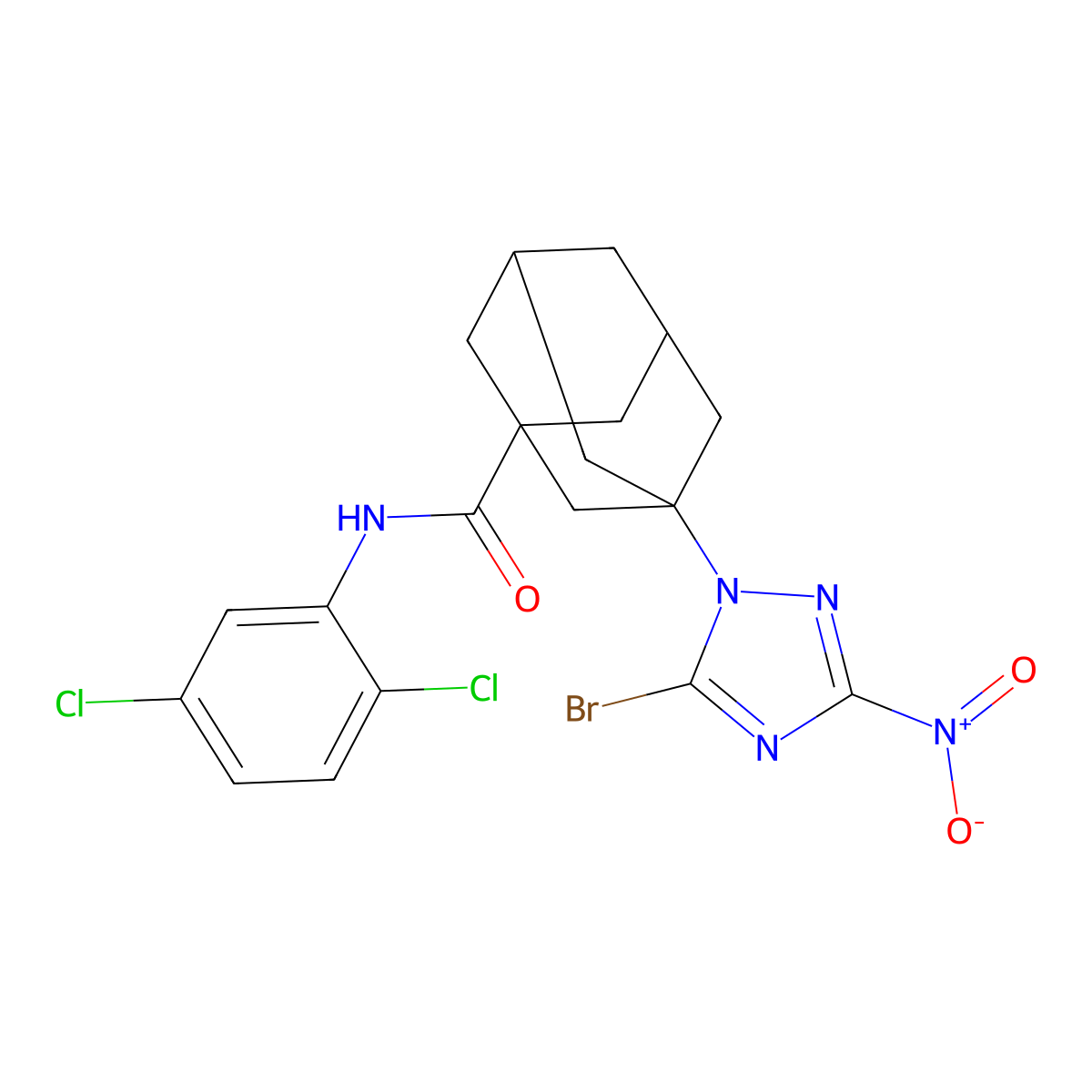 3-(5-bromo-3-nitro-1,2,4-triazol-1-yl)-N-(2,5-dichlorophenyl)adamantane-1-carboxamide molecular structure, CAS 362620-81-3