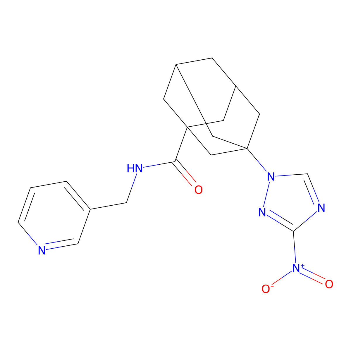 3-(3-nitro-1,2,4-triazol-1-yl)-N-(pyridin-3-ylmethyl)adamantane-1-carboxamide molecular structure, CAS 362620-91-5