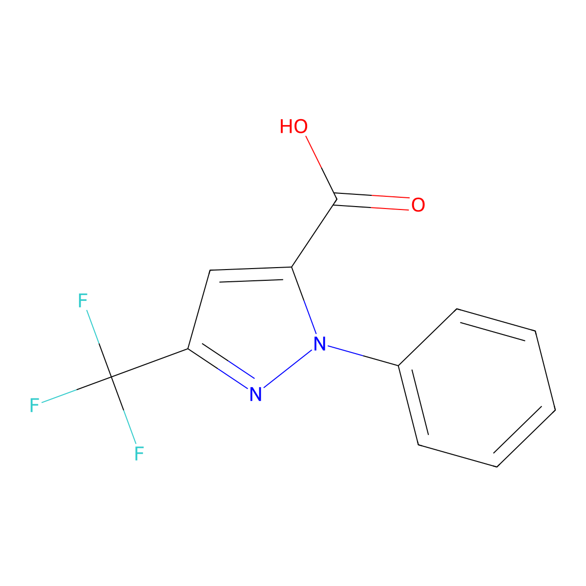 1-Phenyl-3-(trifluoromethyl)-1H-pyrazole-5-carboxylic acid molecular structure, CAS 362640-59-3