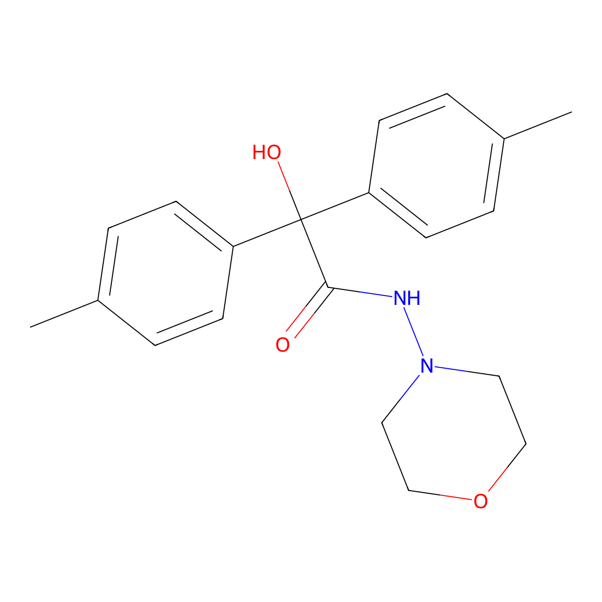 2-hydroxy-2,2-bis(4-methylphenyl)-N-morpholin-4-ylacetamide molecular structure, CAS 36266-01-0