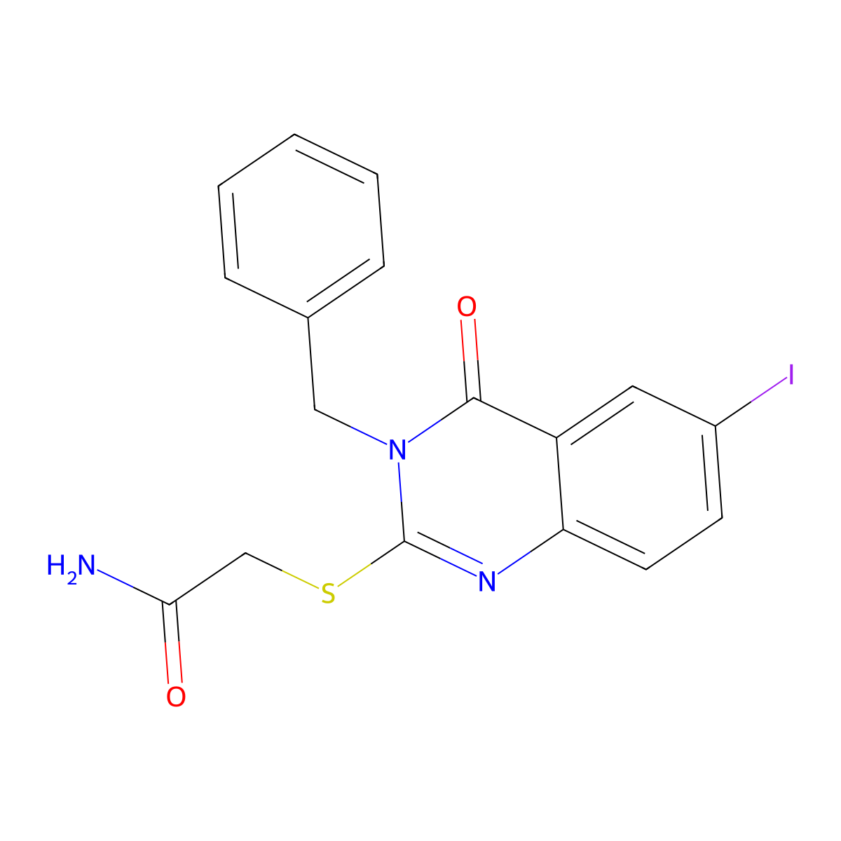 2-[(3-Benzyl-6-iodo-4-oxo-3,4-dihydroquinazolin-2-yl)sulfanyl]acetamide molecular structure, CAS 362662-05-3