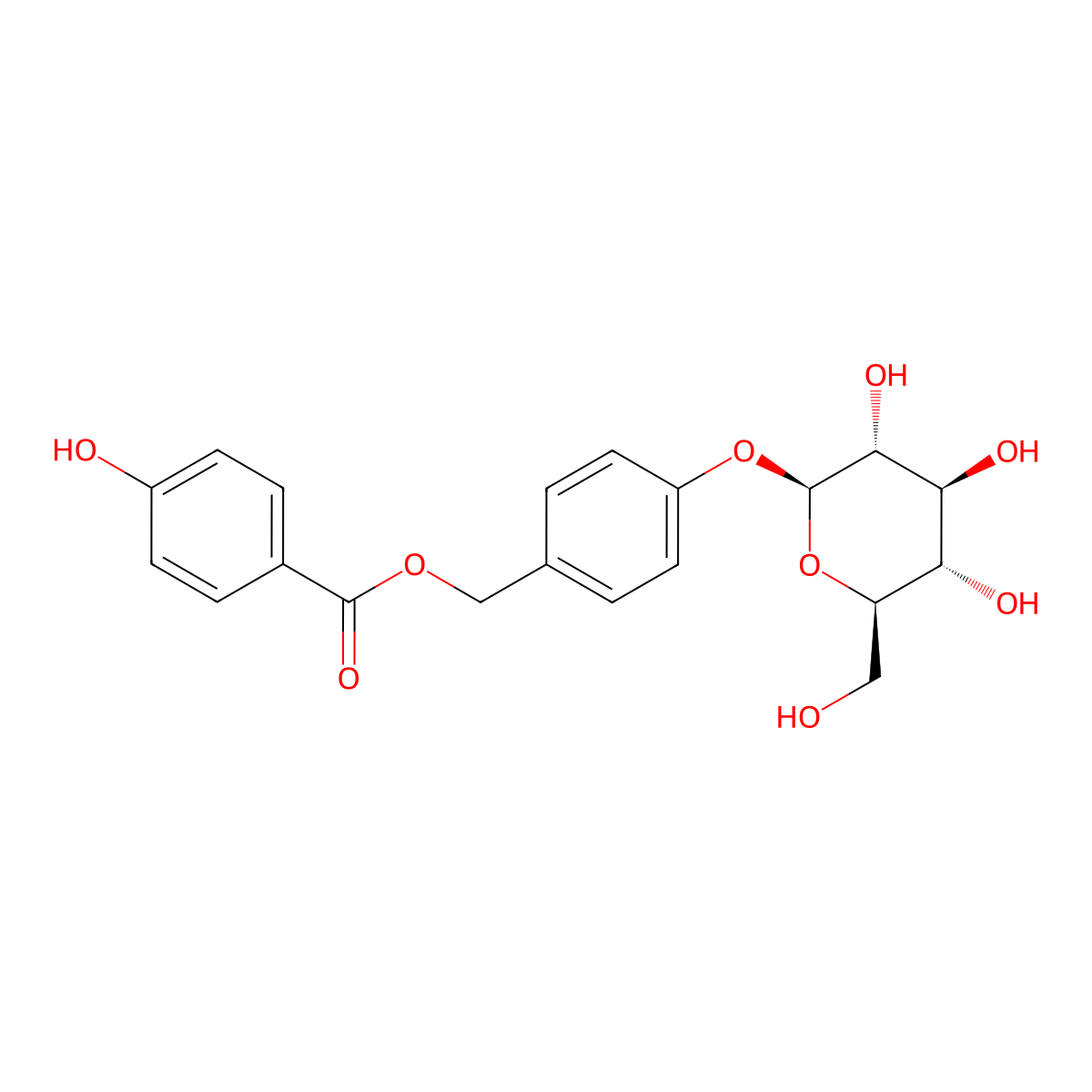 4-Hydroxybenzoic acid 4-(beta-D-glucopyranosyloxy)benzyl ester molecular structure, CAS 362668-60-8