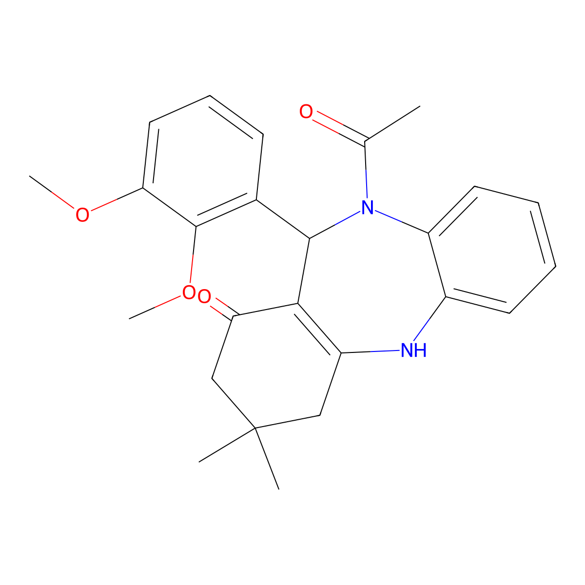 5-Acetyl-6-(2,3-dimethoxyphenyl)-9,9-dimethyl-6,8,10,11-tetrahydrobenzo[b][1,4]benzodiazepin-7-one molecular structure, CAS 362680-75-9