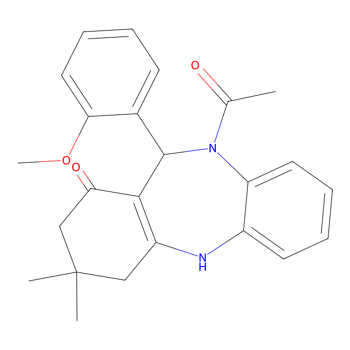 5-Acetyl-6-(2-methoxyphenyl)-9,9-dimethyl-6,8,10,11-tetrahydrobenzo[b][1,4]benzodiazepin-7-one molecular structure, CAS 362680-84-0