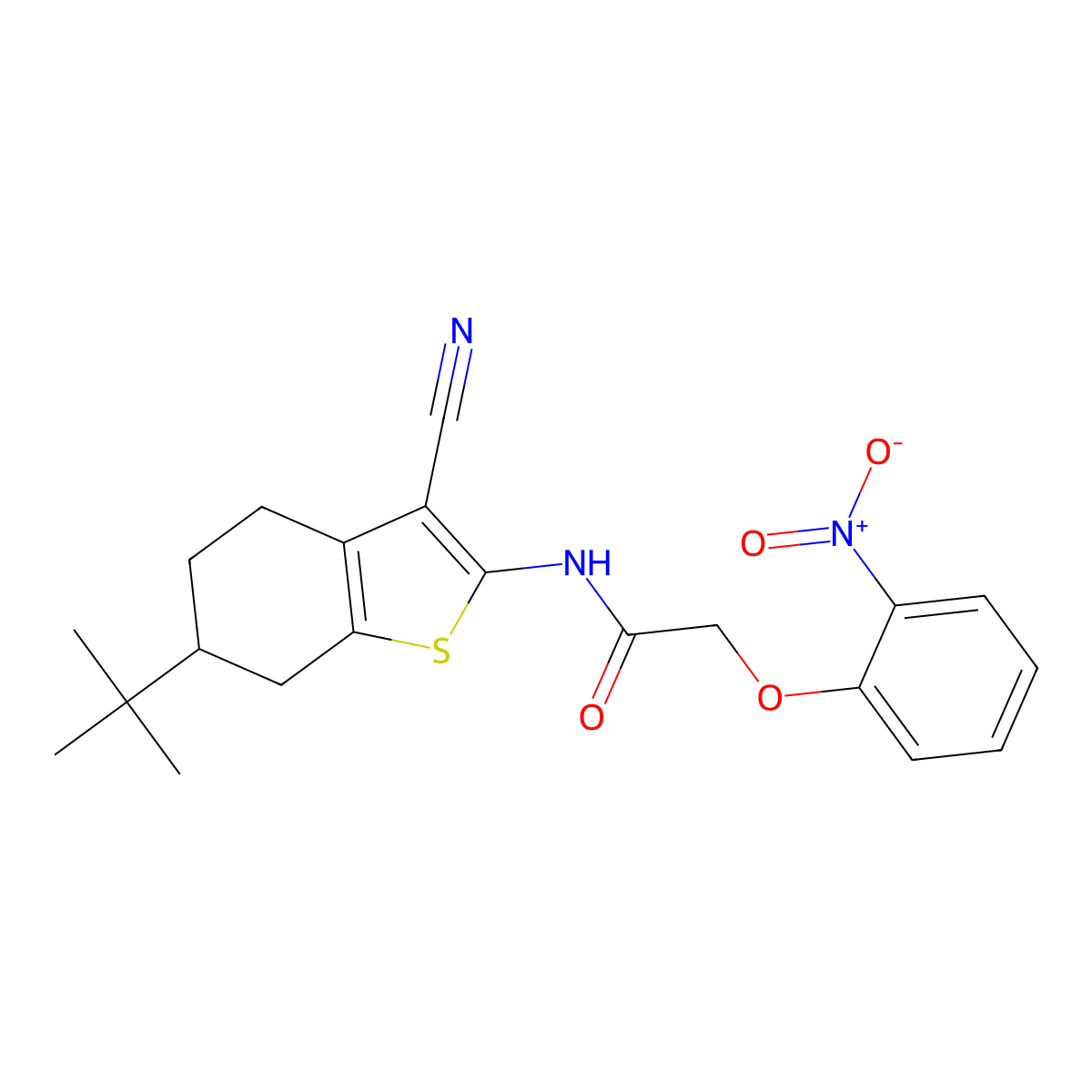 N-(6-tert-butyl-3-cyano-4,5,6,7-tetrahydro-1-benzothien-2-yl)-2-{2-nitrophenoxy}acetamide molecular structure, CAS 362680-93-1
