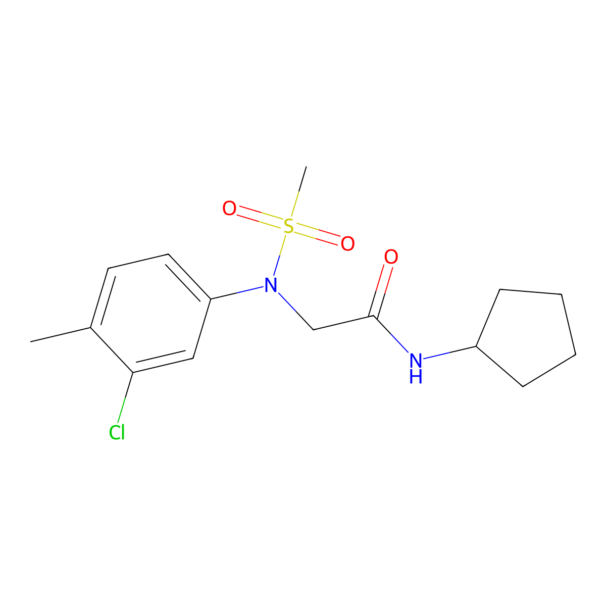 2-(3-chloro-4-methyl-N-methylsulfonylanilino)-N-cyclopentylacetamide molecular structure, CAS 362688-70-8