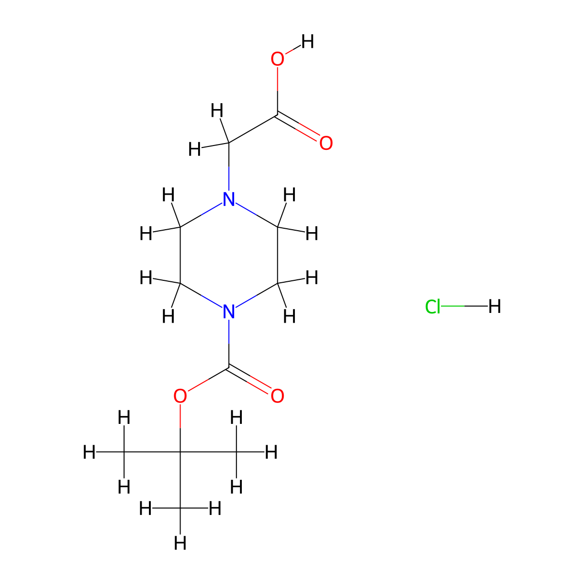 2-{4-[(Tert-butoxy)carbonyl]piperazin-1-yl}acetic acid hydrochloride molecular structure, CAS 362690-45-7