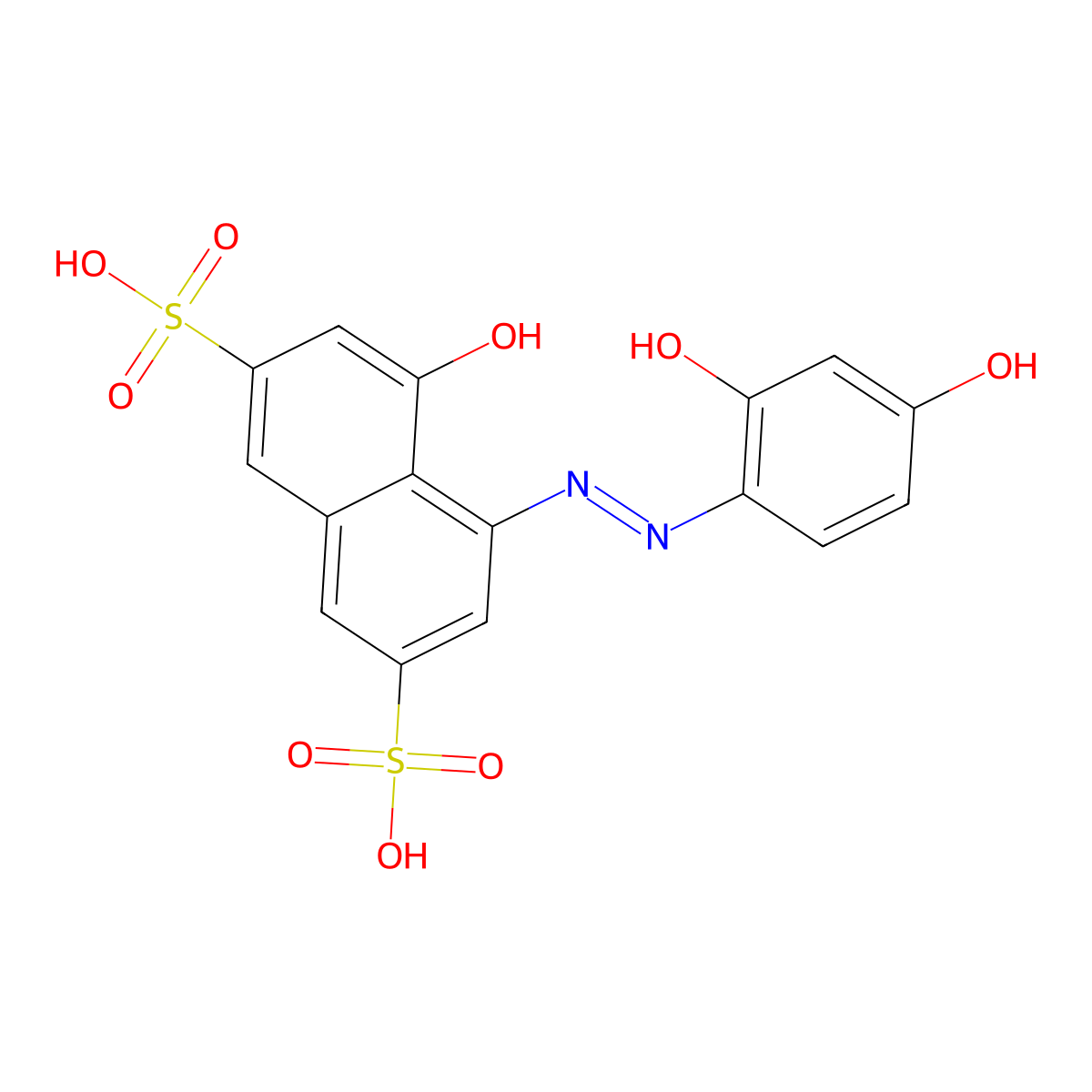 4-((2,4-Dihydroxyphenyl)azo)-5-hydroxynaphthalene-2,7-disulphonic acid molecular structure, CAS 3627-01-8