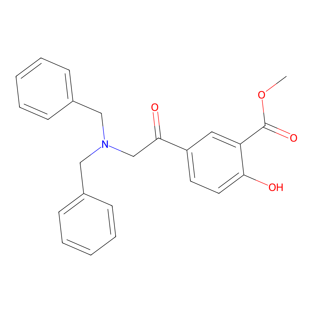 Methyl 5-(2-(dibenzylamino)acetyl)-2-hydroxybenzoate molecular structure, CAS 36270-04-9