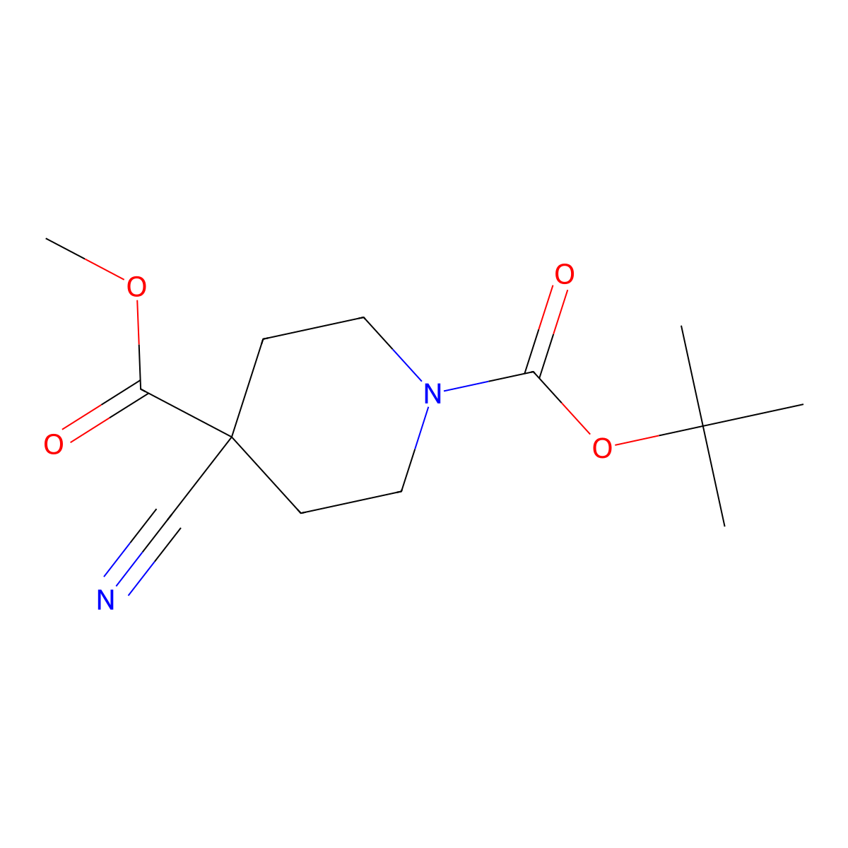 1-tert-Butyl 4-methyl 4-cyanopiperidine-1,4-dicarboxylate molecular structure, CAS 362703-34-2
