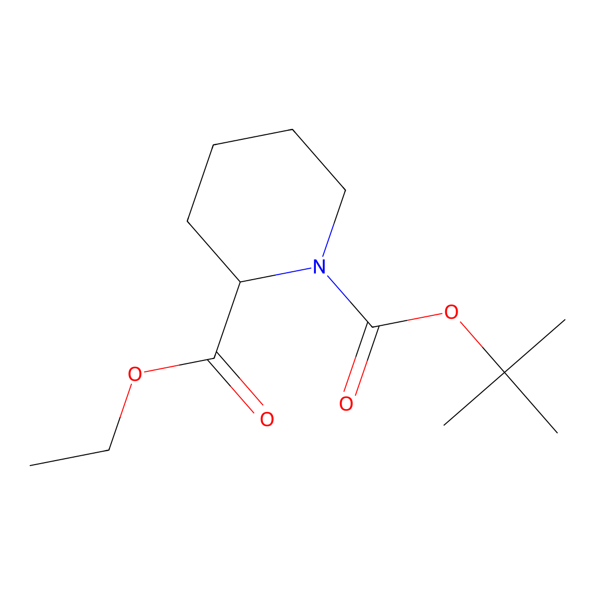 1-Tert-butyl 2-ethyl piperidine-1,2-dicarboxylate molecular structure, CAS 362703-48-8
