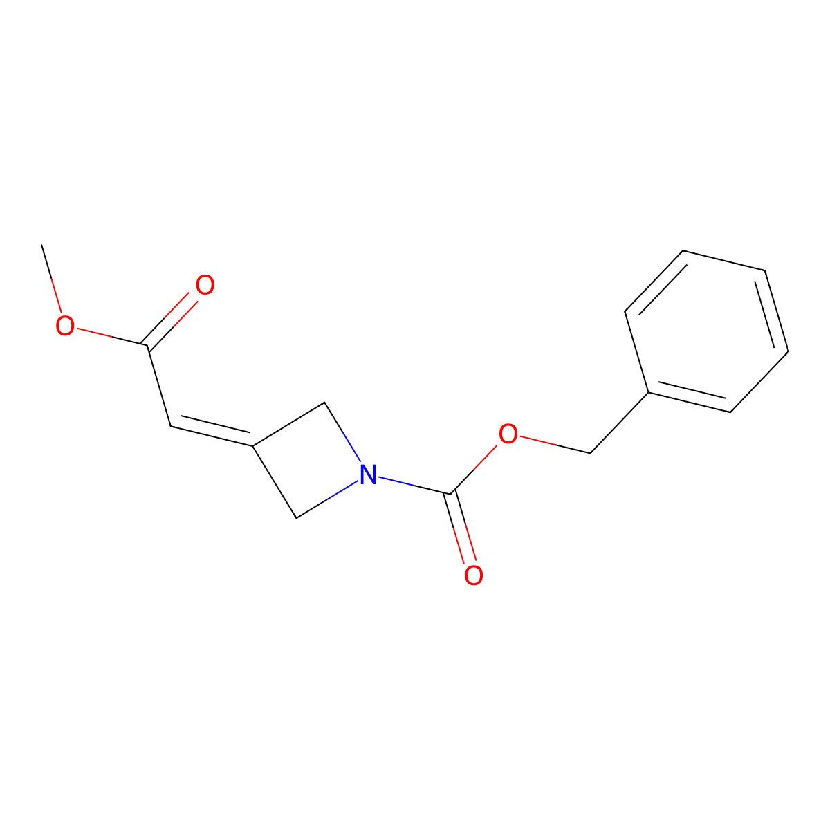 Benzyl 3-(2-methoxy-2-oxoethylidene)azetidine-1-carboxylate molecular structure, CAS 362704-72-1