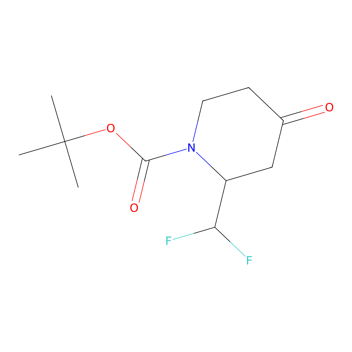 Tert-butyl 2-(difluoromethyl)-4-oxopiperidine-1-carboxylate molecular structure, CAS 362705-39-3