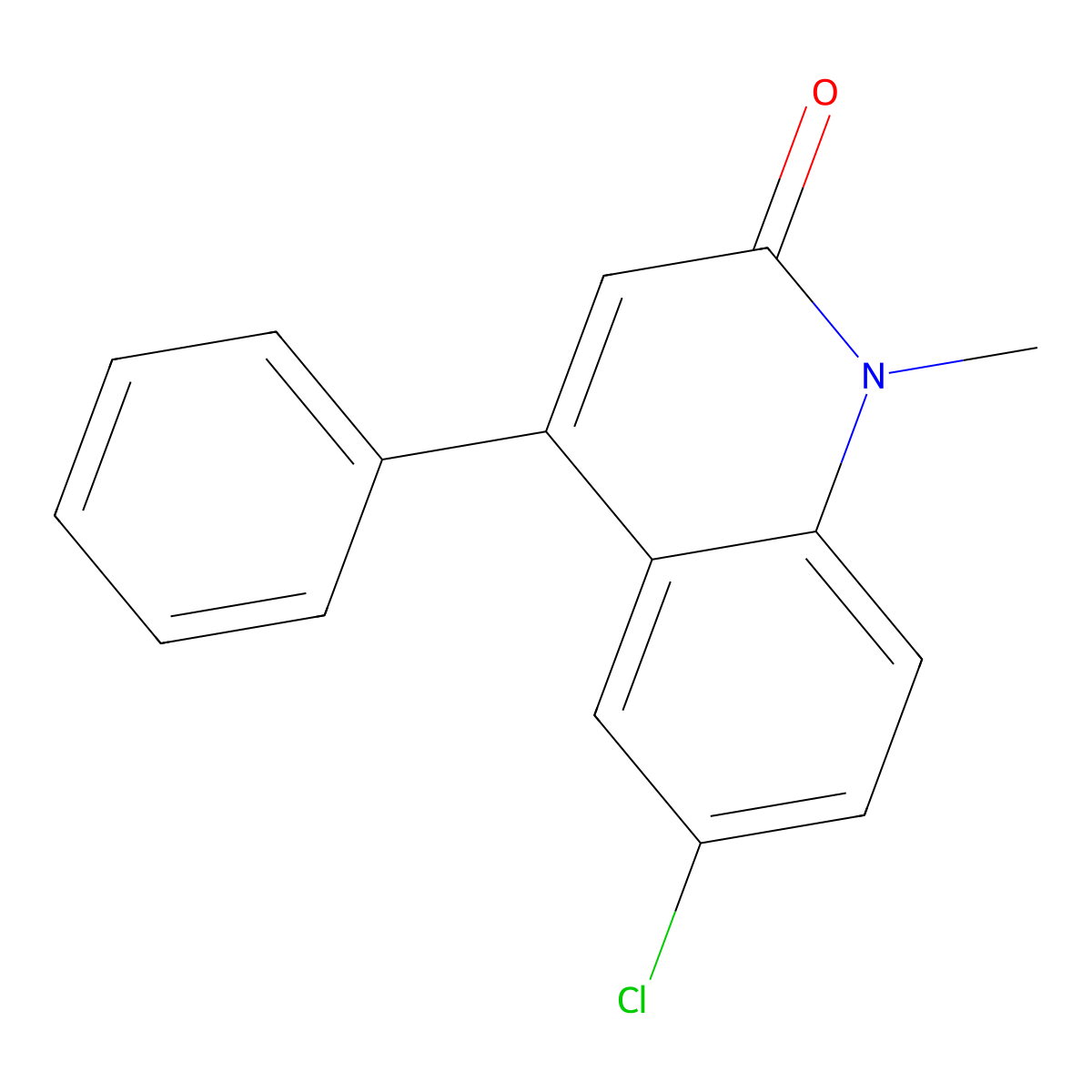 2(1H)-Quinolinone, 6-chloro-1-methyl-4-phenyl- molecular structure, CAS 36271-04-2