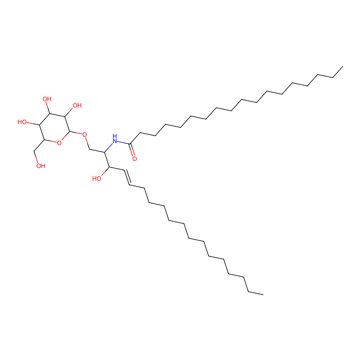 N-[3-hydroxy-1-[3,4,5-trihydroxy-6-(hydroxymethyl)oxan-2-yl]oxyoctadec-4-en-2-yl]octadecanamide molecular structure, CAS 36271-49-5