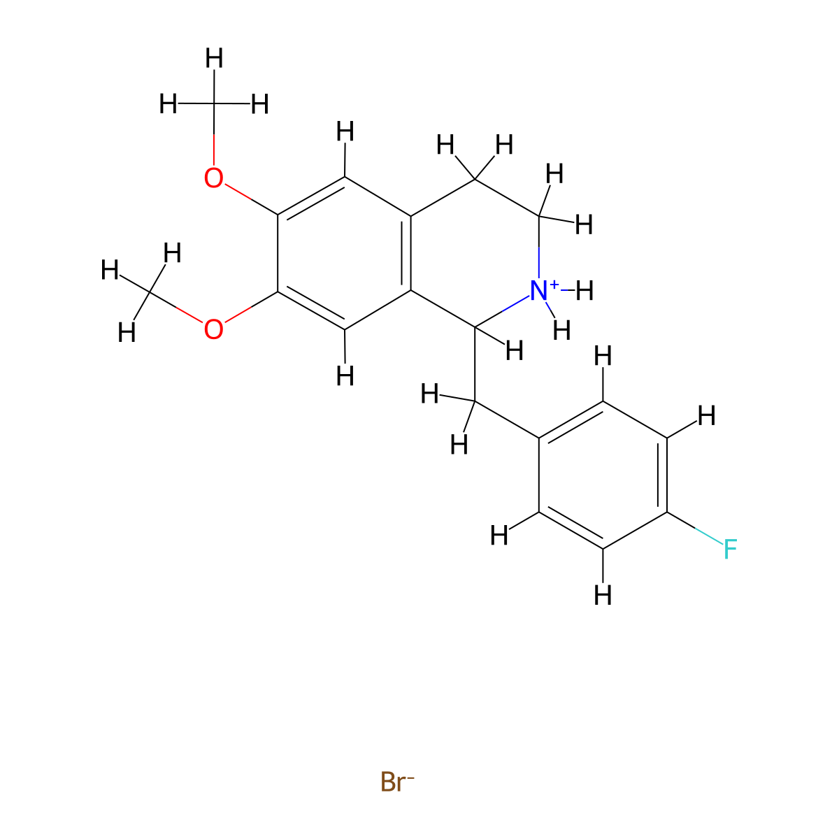 Isoquinoline, 1,2,3,4-tetrahydro-6,7-dimethoxy-1-(p-fluorobenzyl)-, hydrobromide molecular structure, CAS 36271-57-5
