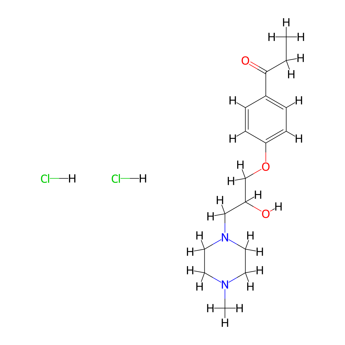 1-{4-[2-Hydroxy-3-(4-methylpiperazin-1-YL)propoxy]phenyl}propan-1-one dihydrochloride molecular structure, CAS 36271-65-5