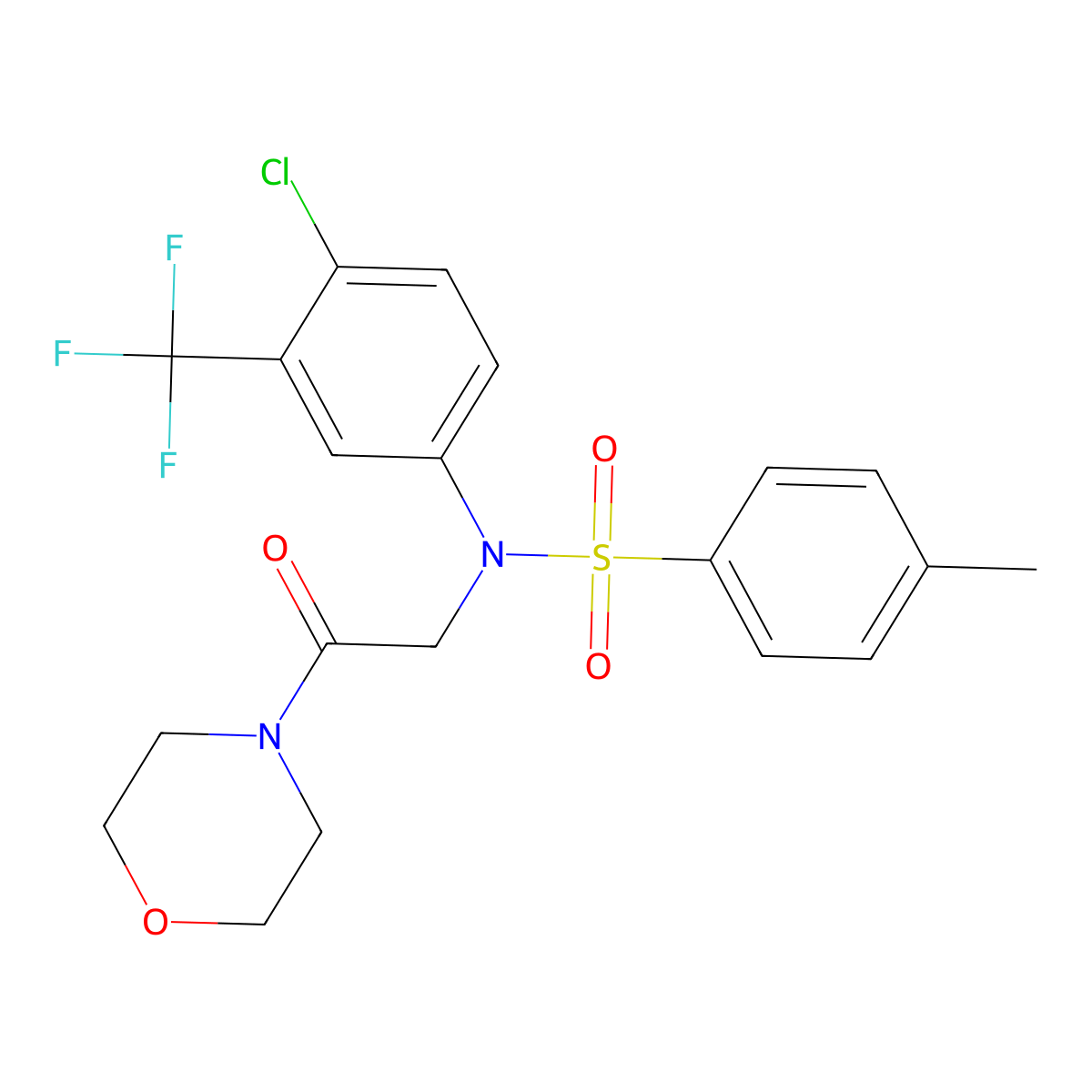 N-[4-chloro-3-(trifluoromethyl)phenyl]-4-methyl-N-(2-morpholin-4-yl-2-oxoethyl)benzenesulfonamide molecular structure, CAS 362712-55-8