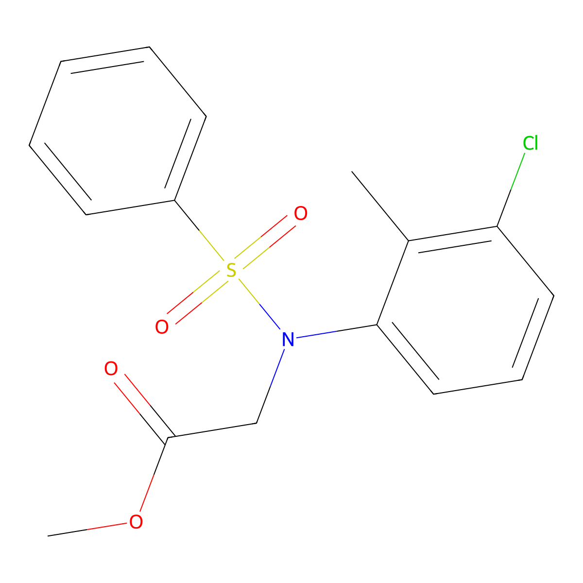 Methyl N-(3-chloro-2-methylphenyl)-N-(phenylsulfonyl)glycinate molecular structure, CAS 362713-12-0