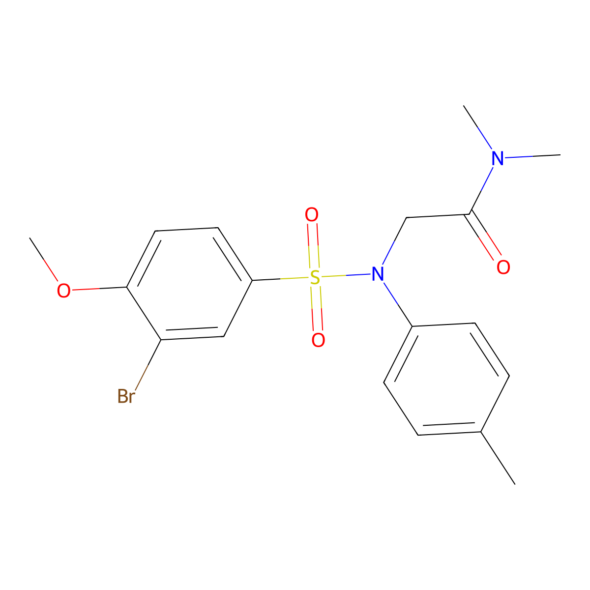 2-(N-(3-bromo-4-methoxyphenyl)sulfonyl-4-methylanilino)-N,N-dimethylacetamide molecular structure, CAS 362718-16-9