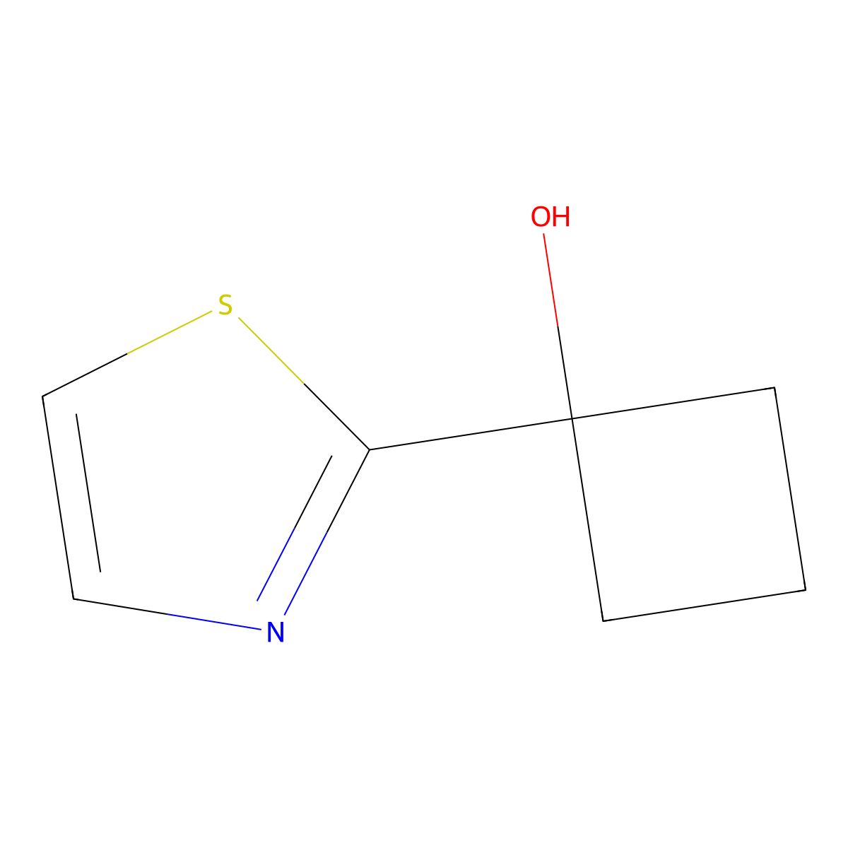 1-(1,3-Thiazol-2-yl)cyclobutan-1-ol molecular structure, CAS 362718-83-0
