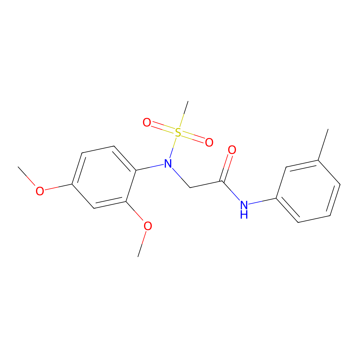 2-(2,4-dimethoxy-N-methylsulfonylanilino)-N-(3-methylphenyl)acetamide molecular structure, CAS 362721-73-1