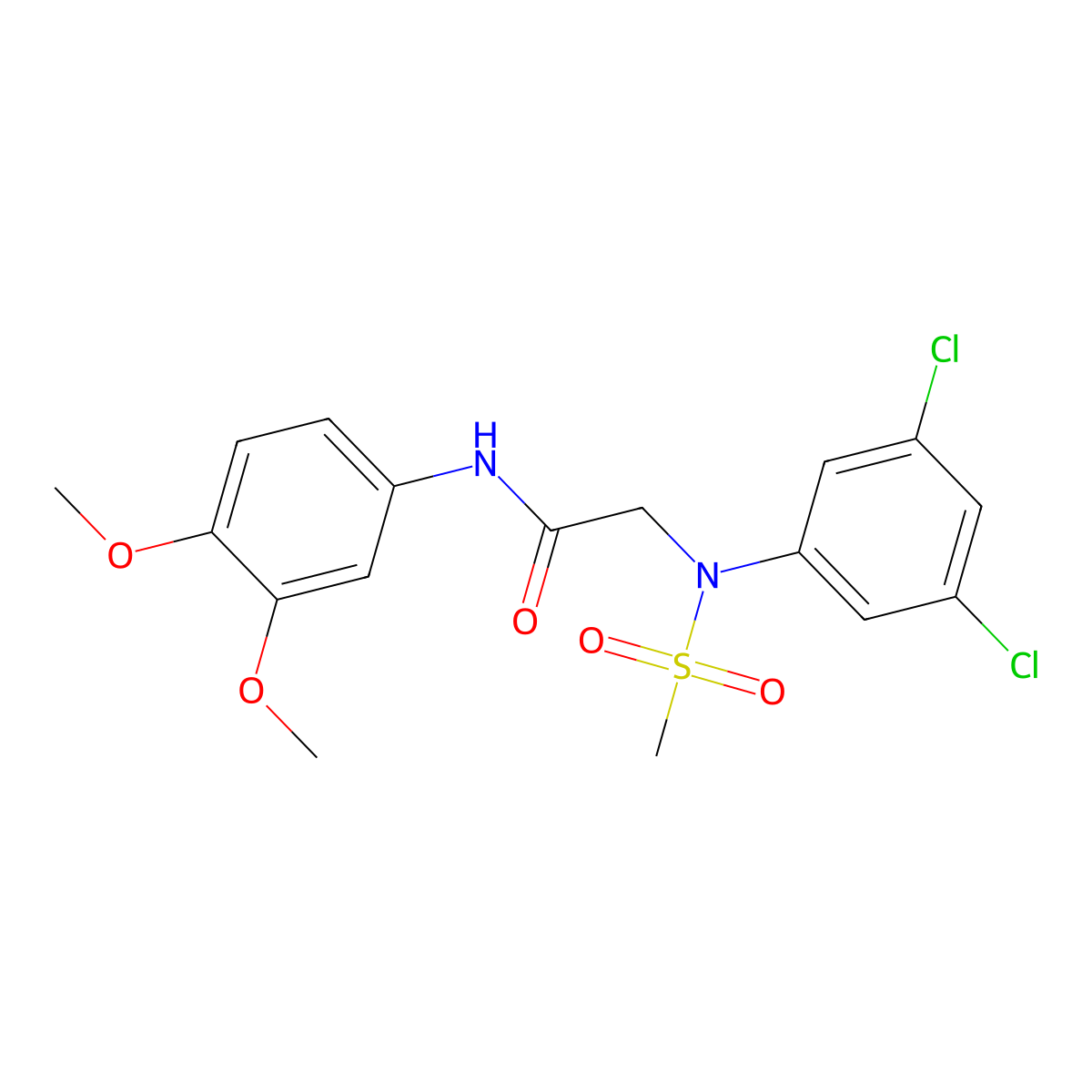 2-(3,5-dichloro-N-methylsulfonylanilino)-N-(3,4-dimethoxyphenyl)acetamide molecular structure, CAS 362722-88-1