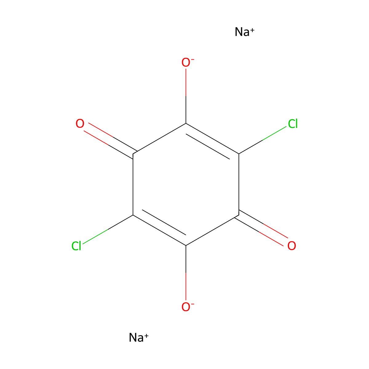 2,5-Cyclohexadiene-1,4-dione, 2,5-dichloro-3,6-dihydroxy-, sodium salt (1:2) molecular structure, CAS 36275-66-8