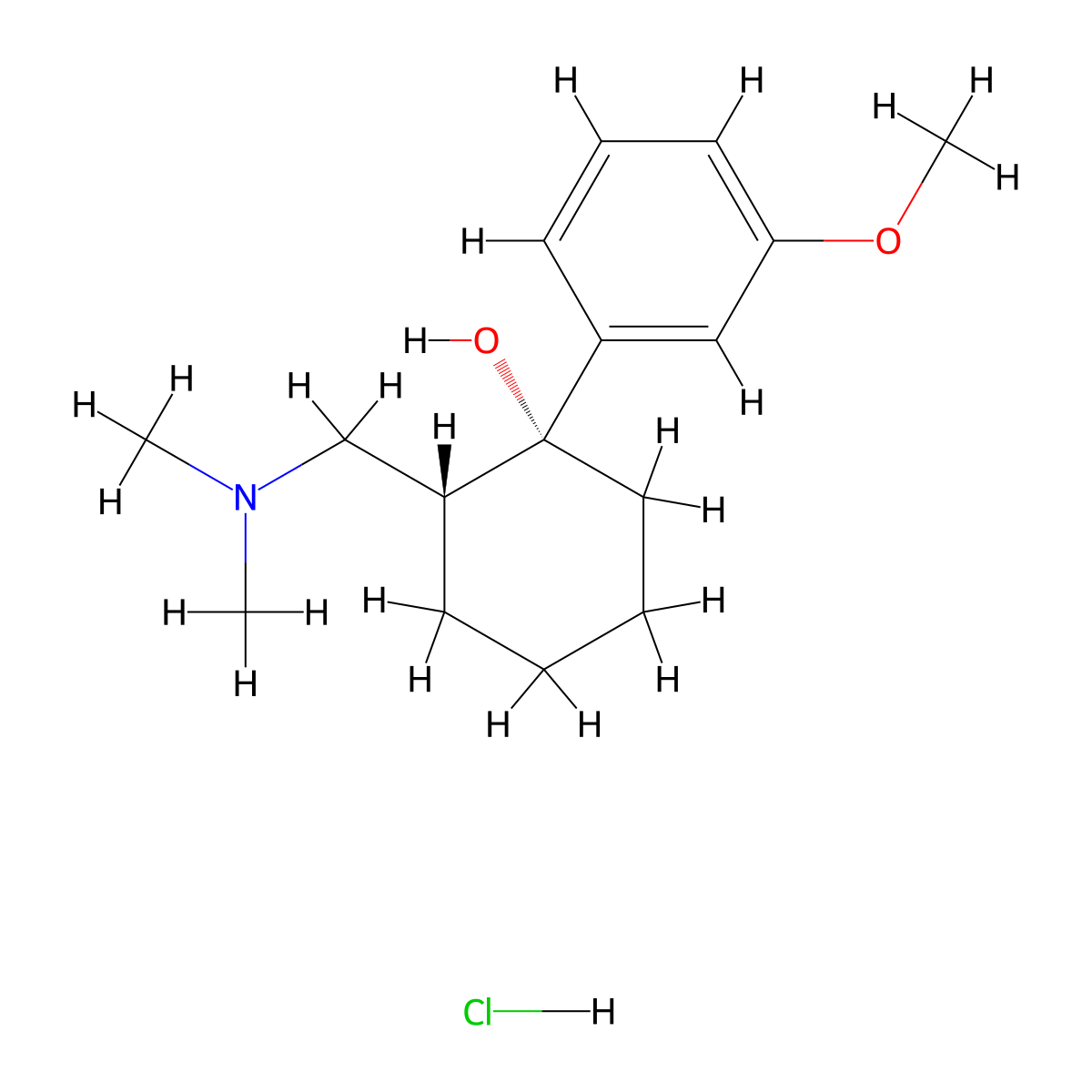 Tramadol Hydrochloride molecular structure, CAS 36282-47-0